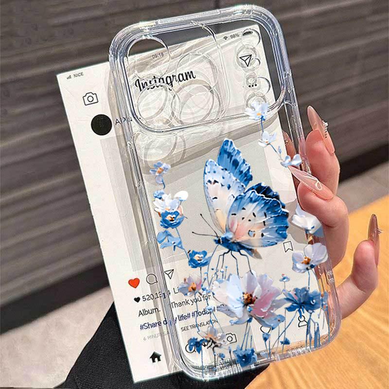 Gold Butterfly Transparent Phone Case For Samsung Galaxy A57 A56 5G A36 A26 A16 A07 A55 A15 A54 S26 S25 Ultra S24 S23 Plus FE
