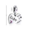 925 Silver Pink Heart Charm Pendant For Mother Sisters Daughter Friend DIY Jewelry Fit Original Bracelet Women Gift