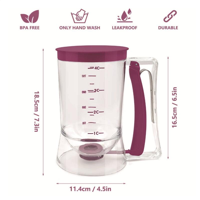 Pancake Cupcake Batter Dispenser Hand-held Graduated Funnel Dispenser Easy Pour Baking Supplies For Cupcakes Muffins Cookies