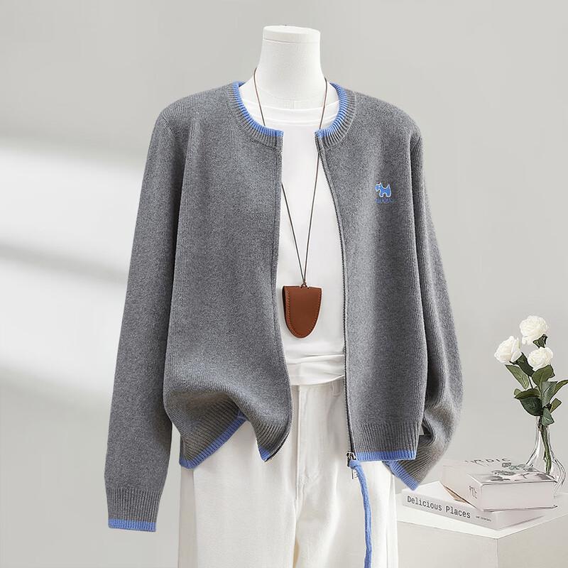 

Shechi Women s Embroidered Double Zip Knit Cardigan One Size