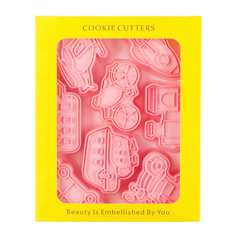Travel Theme Cookie Cutter 8X Cartoon Cookie Embossing Dies Cake Decorating Tools Pastry Stamp For Homemade Snacks