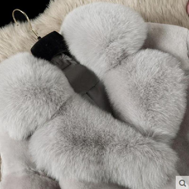 Sheep shearing autumn and winter women's new imitation fur integrated imitation fox fur collar wool coat coat long