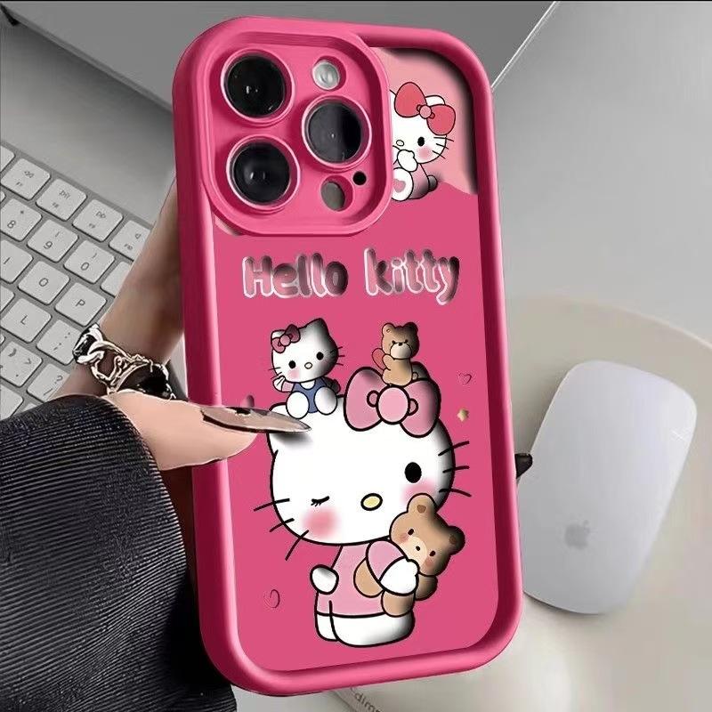 Pink KT cat is suitable for Apple 15Promax mobile phone case iPhone16 cute 14 cartoon 13 anti-drop 17 girl