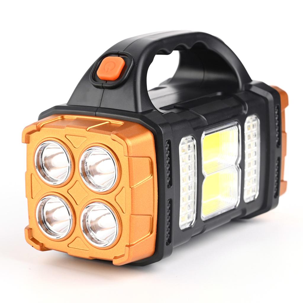 Emergency Spotlight Waterproof Solar Portable Lantern Power Bank Strong Light Torch 4 Light Source Modes for Hiking Climbing
