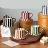 Cup Coffee Striped And Ceramic Saucer Set 5inch Elegant Pattern For Daily Beverages Ergonomic Grip Designs