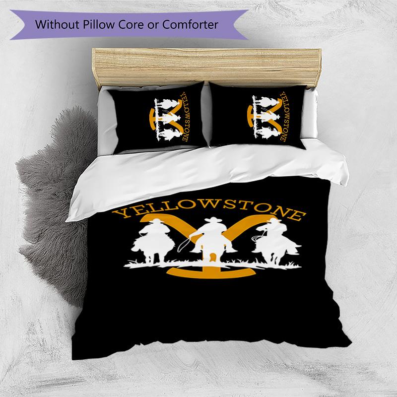 Yellowstone Printed 3PCS Bedding Set Soft Breathable Duvet Cover Pillowcases Set Washable Bedroom Decor Home Gift