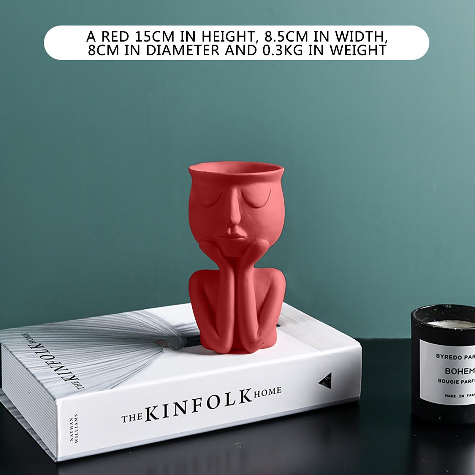 

Абстрактная скульптура человека, цветочный горшок из смолы, настольный контейнер для растений, ваза 17*10*10 cm красный