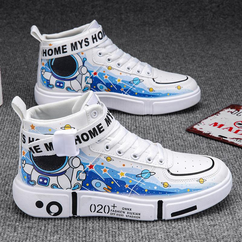 

Новая обувь 2024 года для мужчин и женщин, кроссовки с высоким верхом, для пар, дышащие, повседневные и универсальные, кроссовки для космонавтов, студентов и подростков 35