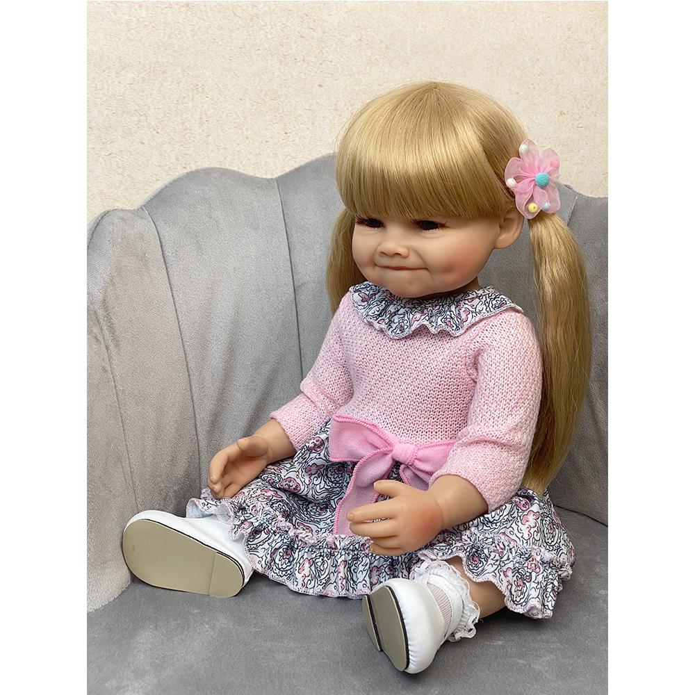 Full Body Soft Silicone Lifelike Real Touch Reborn Baby Girl Lovely Betty With Long Hair Toddler Princess Doll