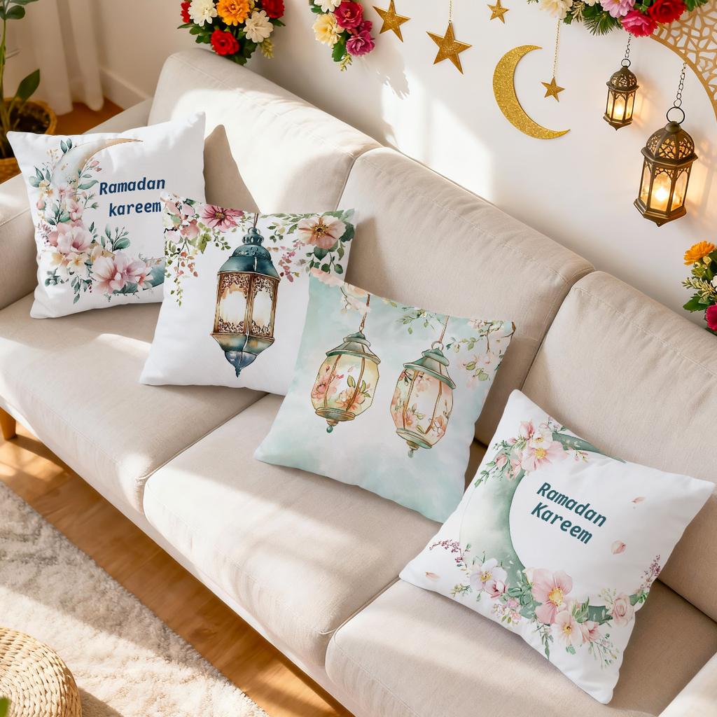 Ramadan Flowers Cushion Pillowcase Printed Polyester 40/45/50cm Throw Pillowcover Decorative Sofa Cushion Pillowslip Home Decor