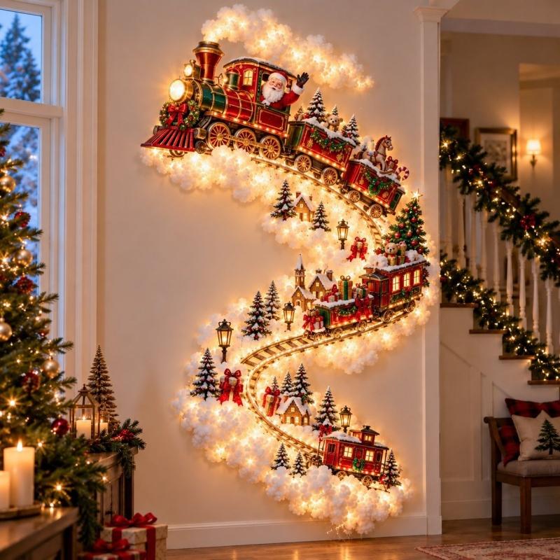 Neue Weihnachtsmagie-Pfad-Wandleuchte - LED Leuchtende Weihnachtsdekorationen 2026 Weihnachtsmann Zug Rentier Geschenk Weihnachten Partyzubehör