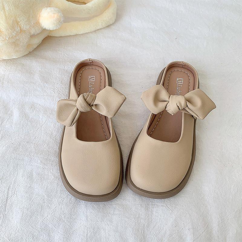 Soft Sole Comfortable Butterfly Knot Casual Sandals For Girls In Beige And Apricot