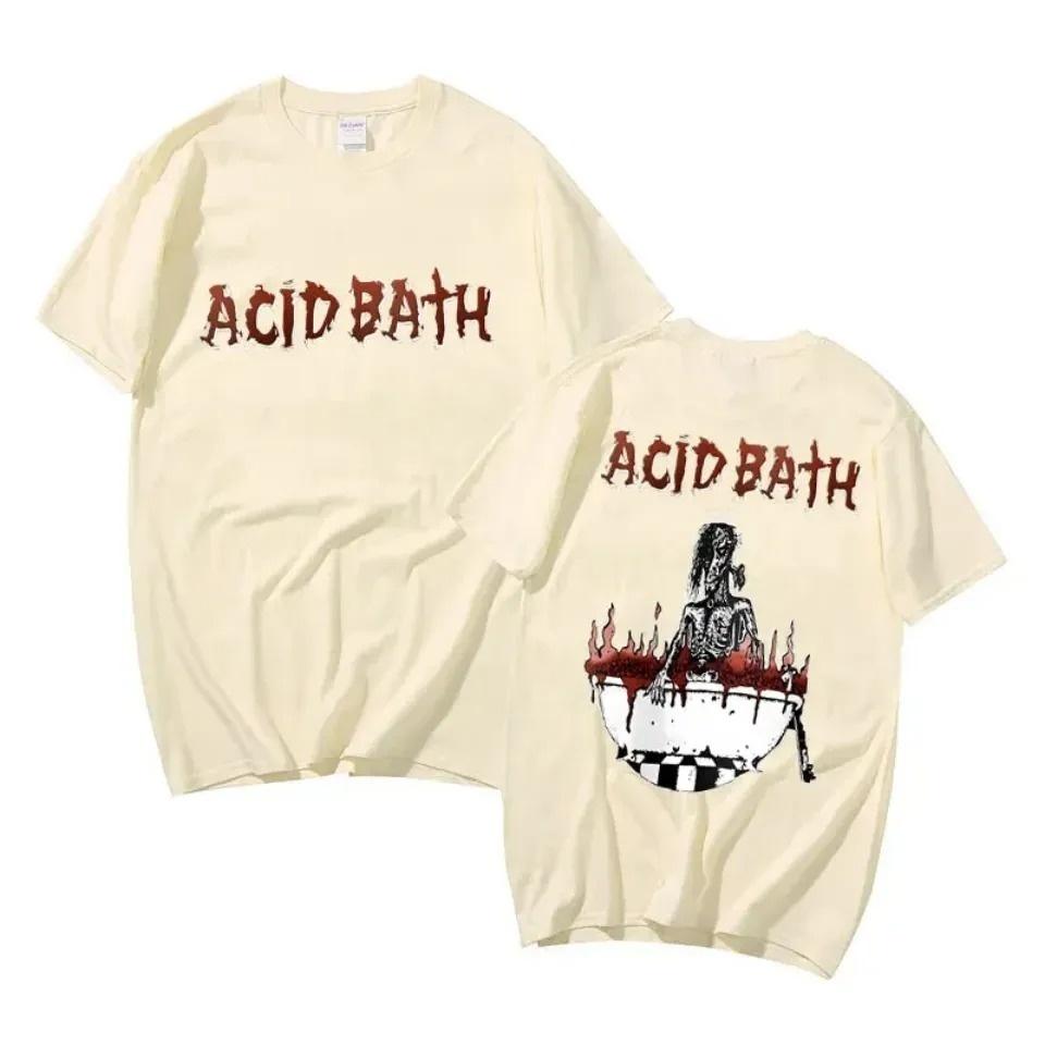 Tričko s kulatým výstřihem s kreativní grafikou inspirovanou temným uměním Acid Bath, s hudebním uměním pro fanoušky Acid Bath