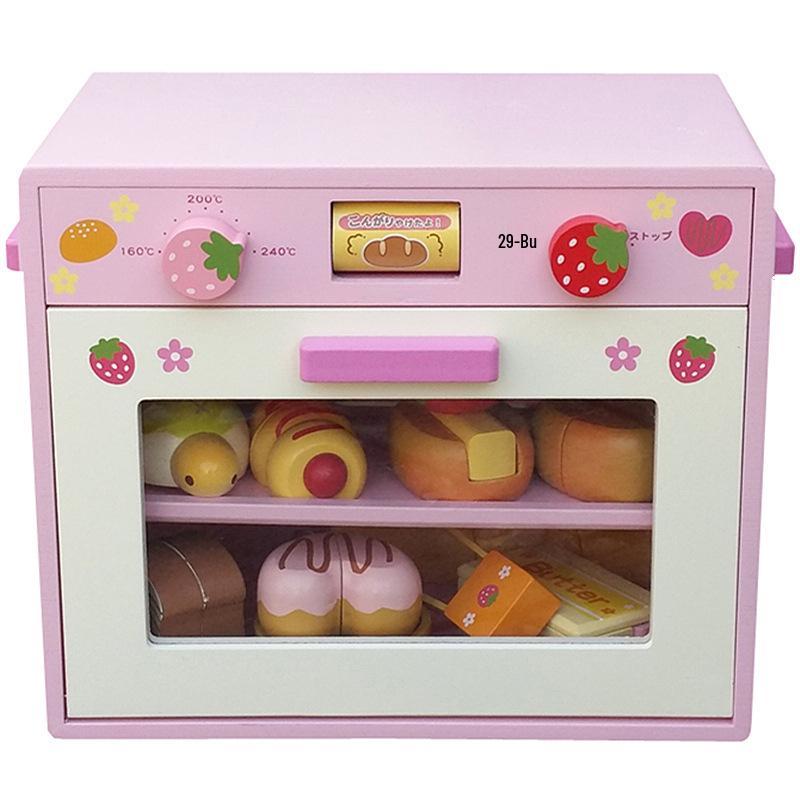 Kids' Strawberry Wood Toy Microwave & Toaster Set: Pretend Play Kitchen Gift