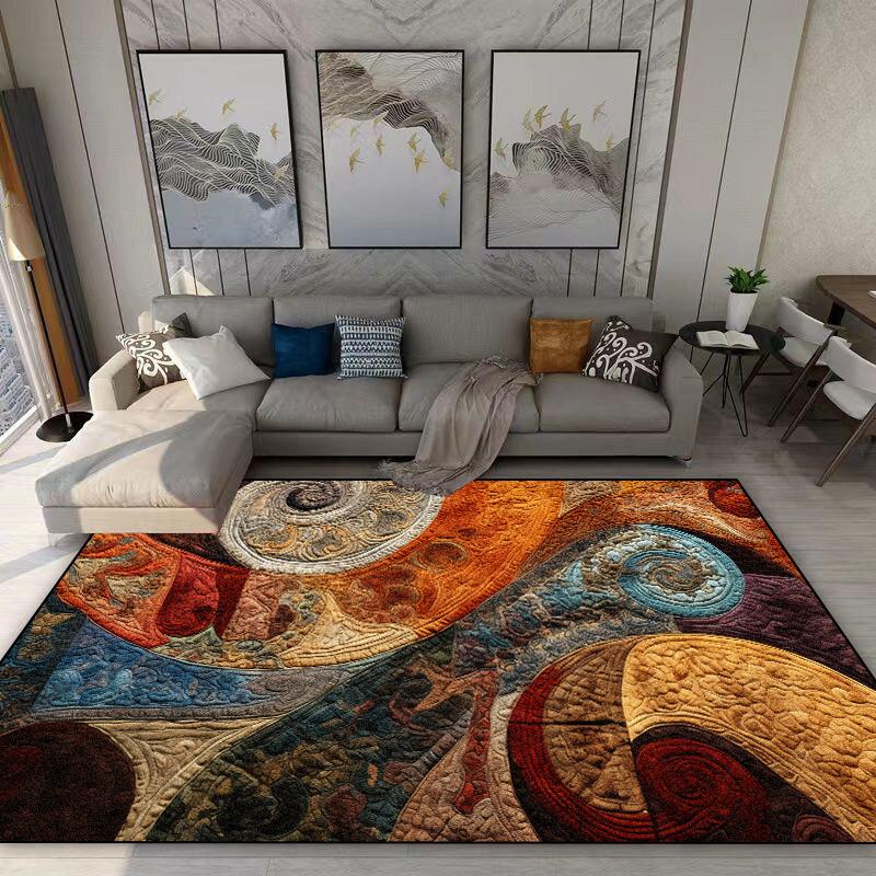 Teppich im amerikanischen Retro-Stil Wohnzimmer Böhmische Dekoration Rutschfester Waschbarer Teppich 140x200 Schlafzimmer Sofa Bettseite Flanell Bodenmatte