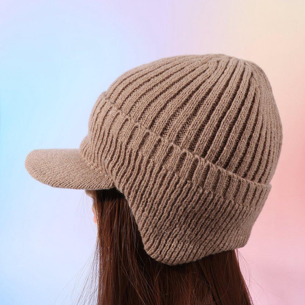 Warm Ear Protector Cap Windproof Knitted Peaked Hat Cover Head Baseball Knitted Cap Protective Ear