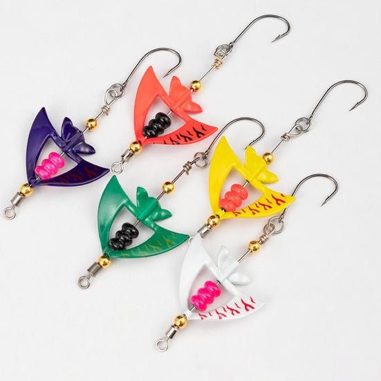5Pcs 5CM/4G Spinner Blade Lure with Hook Hard Metal Spinnerbait 360 Degrees Rotating Sequin Lure Saltwater Freshwater Walleye Bass Fishing Accessories