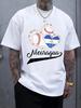 Baseball Heart Print Short Sleeve T-shirt - Stylish Round Neck Casual Tee with Nicaragua Flag Design