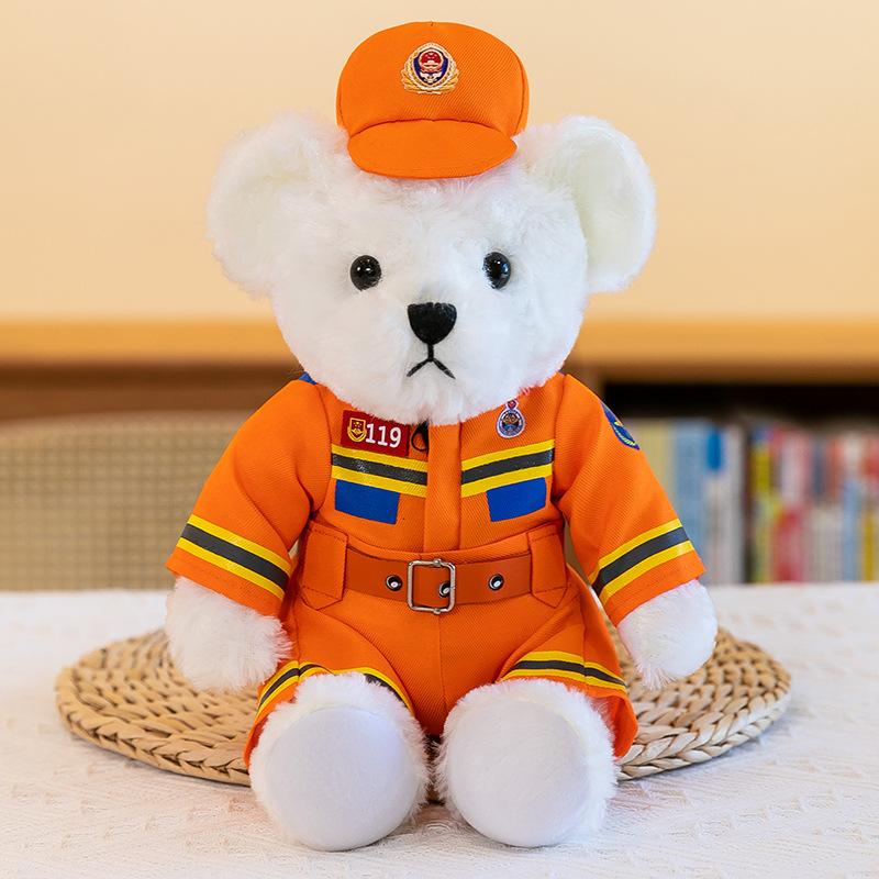 Police bear doll cute firefighter officer reflective cycling suit plush toy gift traffic police bear doll