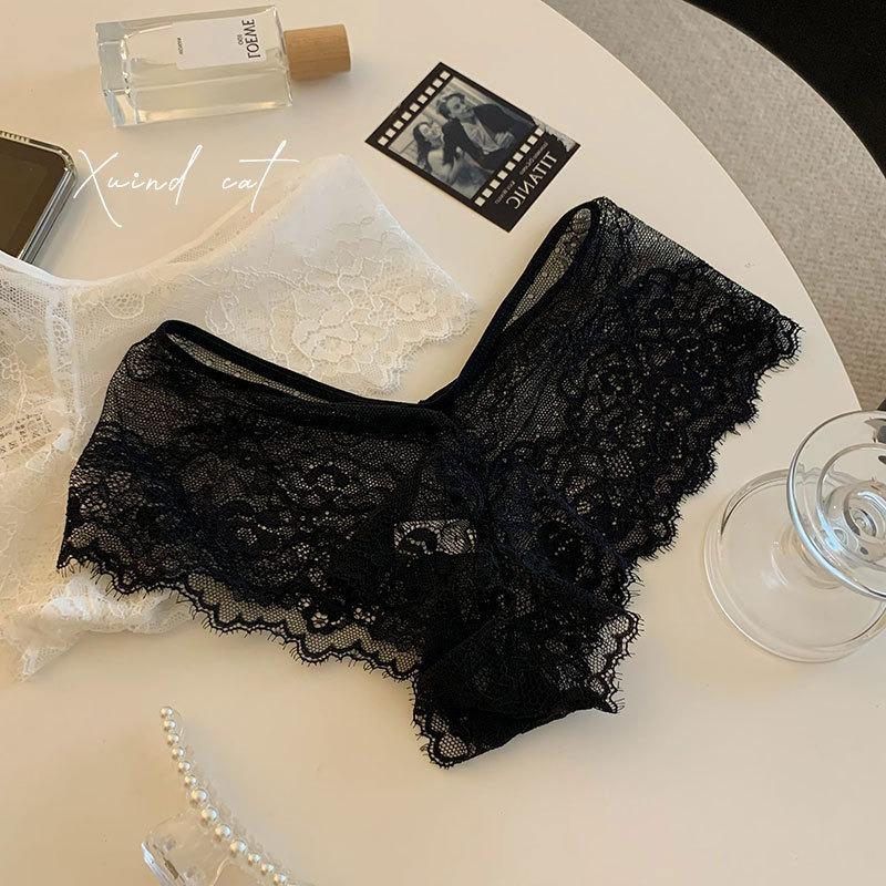 Ladies Seductive Lace Sexy Low Waist Cross Pure Desire Safety Pants Panties