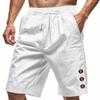 Men's Elastic Waist Shorts for Summer Wear Loose Linen Beach Casual Solid Color Five-point American Shorts