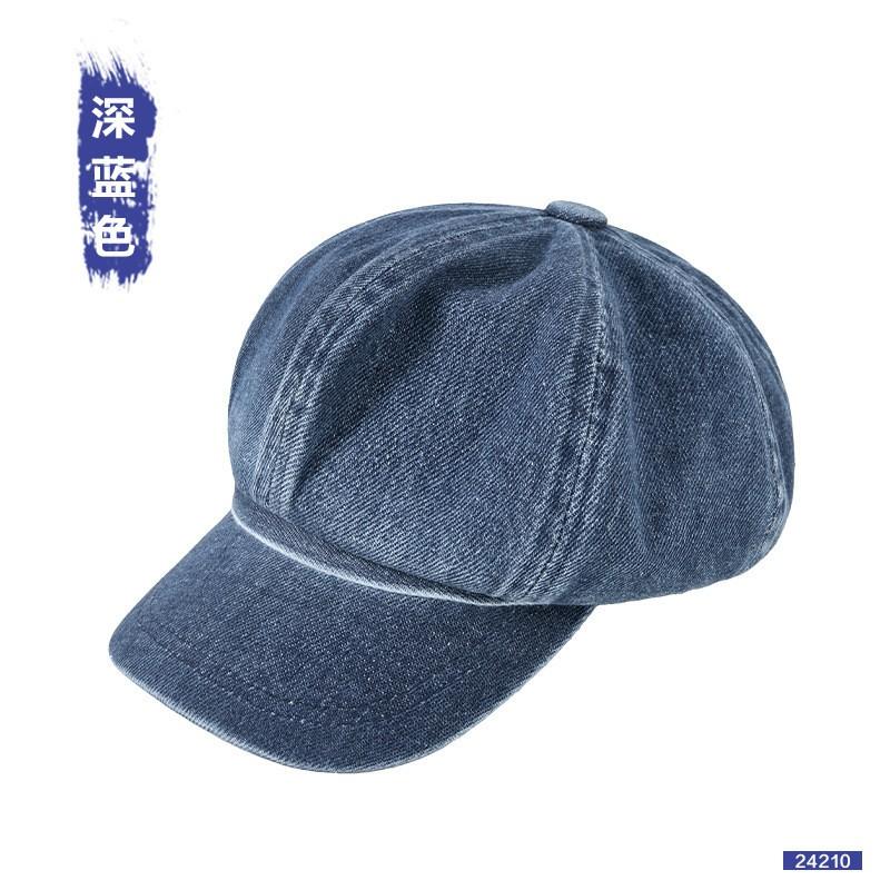 Cotton Washed Newsboy Cap In Denim Style Retro Round Top Hat Women Outdoor Sun Protection