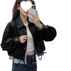 Women's Trendy Faux Two-Piece PU Leather Motorcycle Jacket - Short, Stylish Spring/Autumn Outerwear