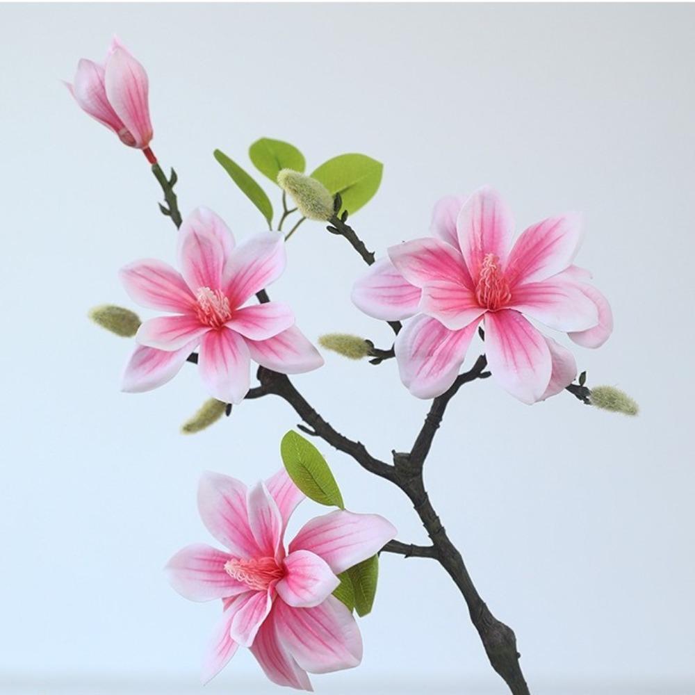 Handmade Artificial Magnolia Flower Realistic Fake Silk Flower Simulation Orchid  Landscape Design