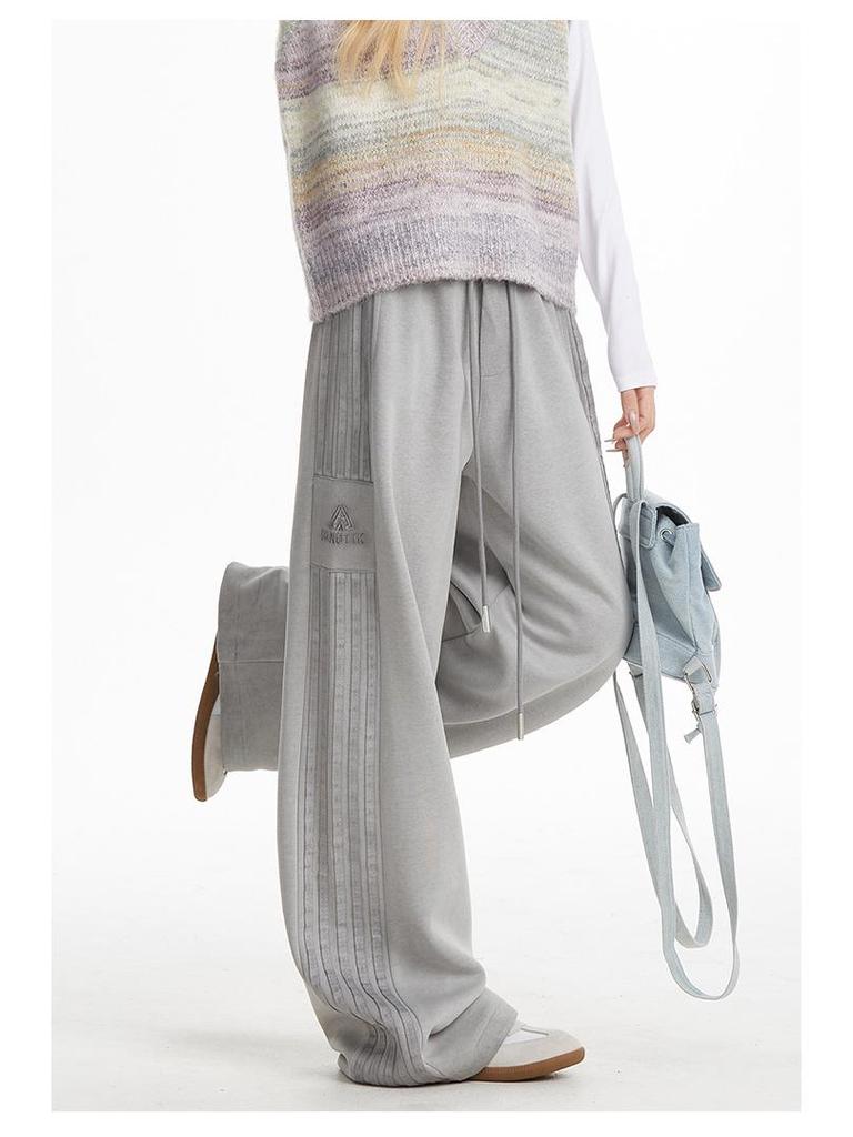 American Retro Stripe Sweatpants Women 2025 - Spring/Autumn Casual Wide Leg