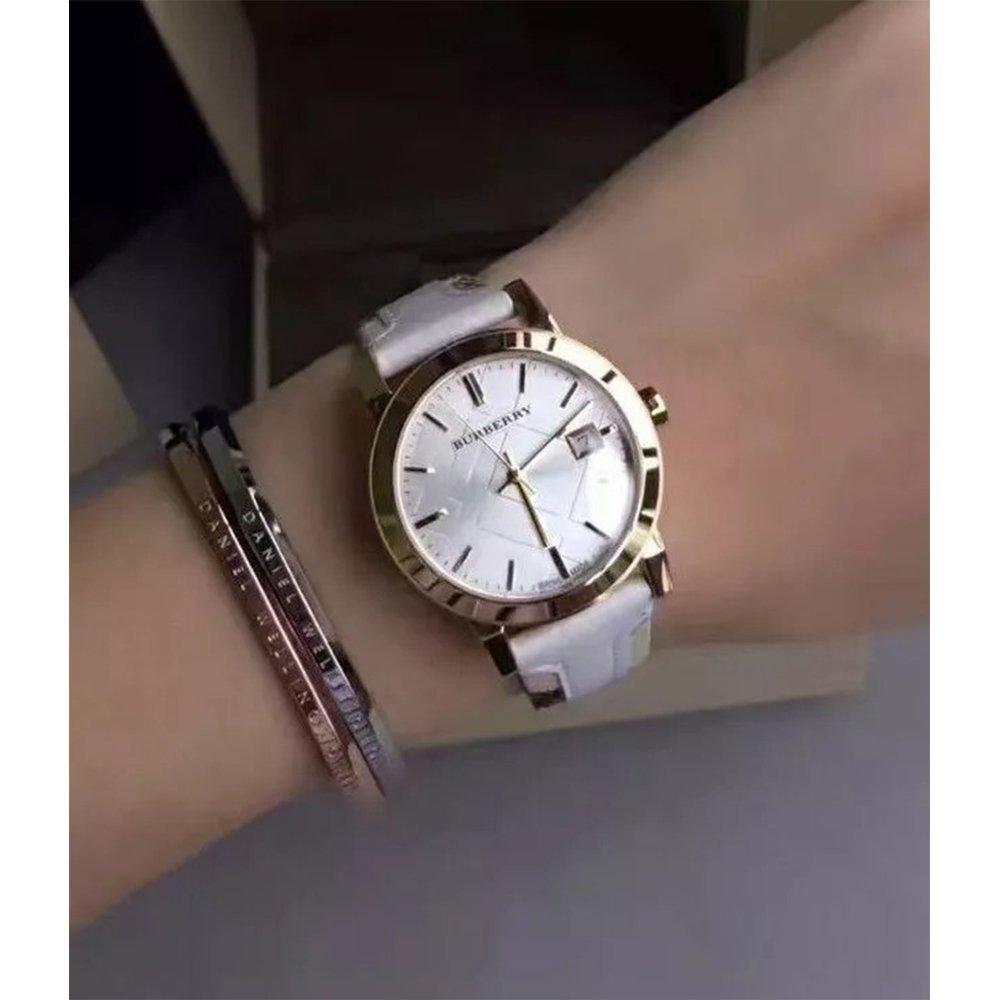 Burberry BU9110 Leather White Large Check Women's Watch
