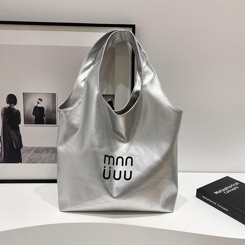 

Нова корейська версія простої плечової сумки-тоут великої місткості, жіноча мода, для поїздок на роботу, повсякденна плечова сумка під пахву срібний