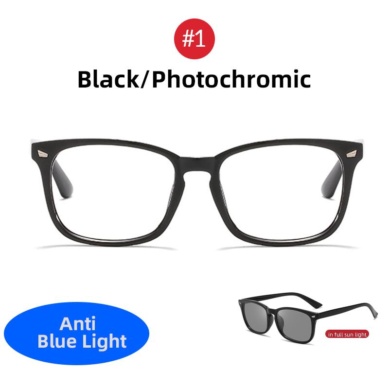 Klasyczne Fotochromowe Okulary Blokujące Niebieskie Światło Męskie Kwadratowe Zmieniające Kolor Anty Niebieskie Promienie Komputerowe Okulary Chameleon