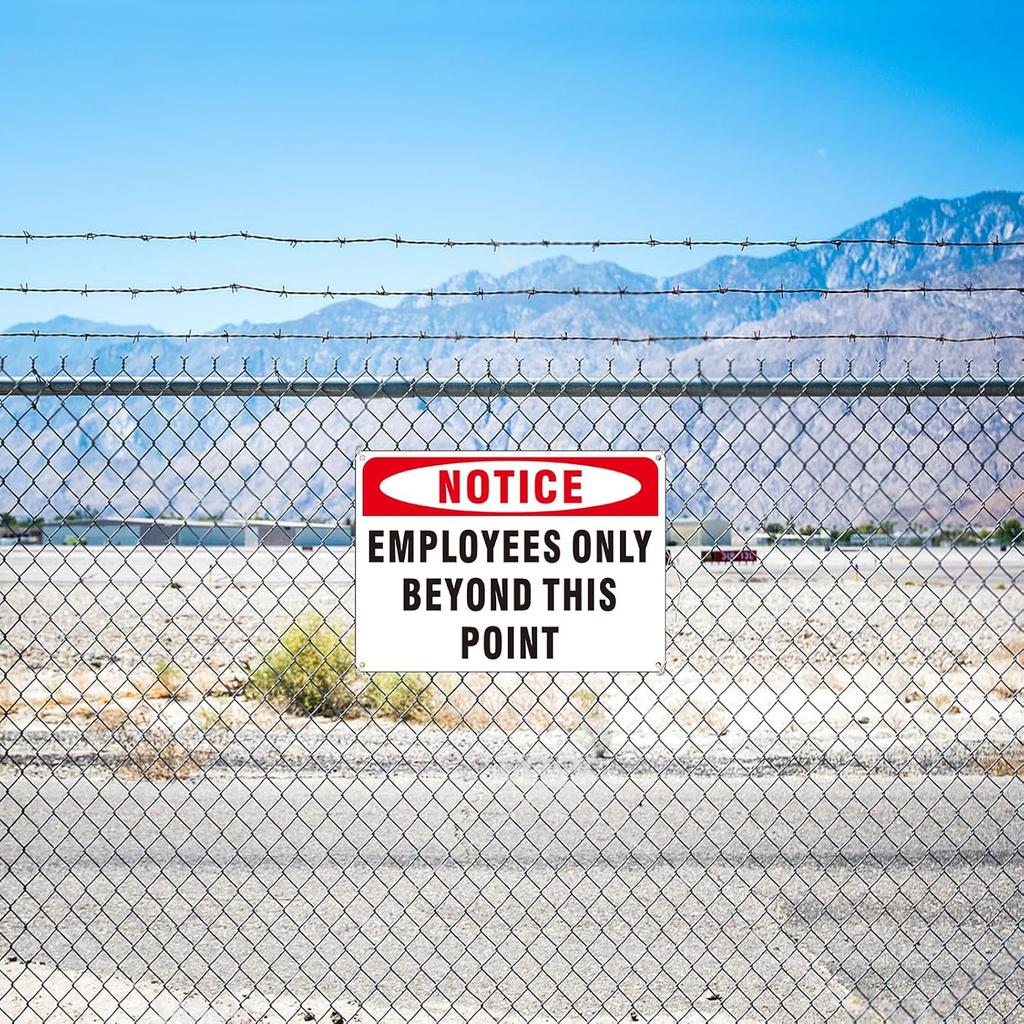 (2 Pack) Employees Only Beyond This Point Signs, Aluminum Staff Only Sign, Employees Only No Unauthorized Entry - Weatherproof Metal Signs with