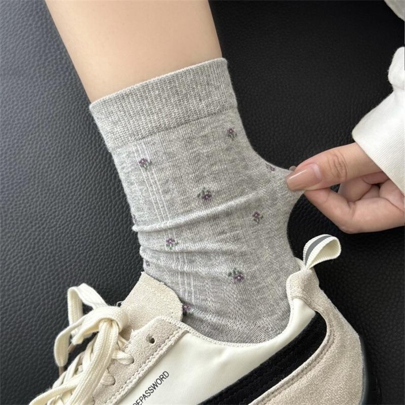 Small Floral Socks - Short Socks, Elegant Pile Socks, Long Socks