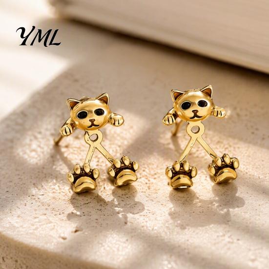 Birthday Presents for Her 1 Pair Cute Cat Paw Earrings Women, Vintage Front Back Stud Earrings, Small Kitten Jewelry Gift Lovers Unique Gifts Moms