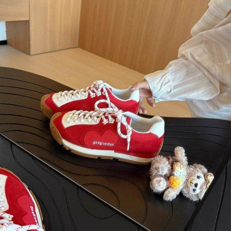Retro Forrest Gump training shoes women's platform flower stray shoes 2025 new breathable versatile casual sports jogging shoes