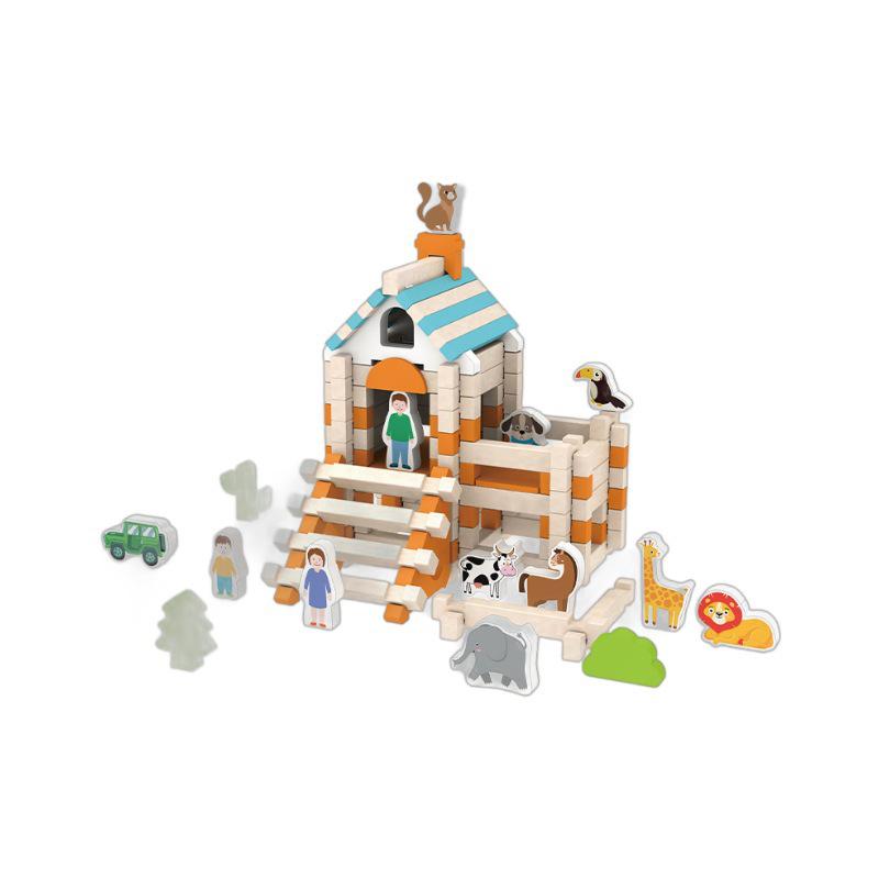 Children's Wooden Building Blocks - Mortise and Tenon Assembly, Large Particle House Toy