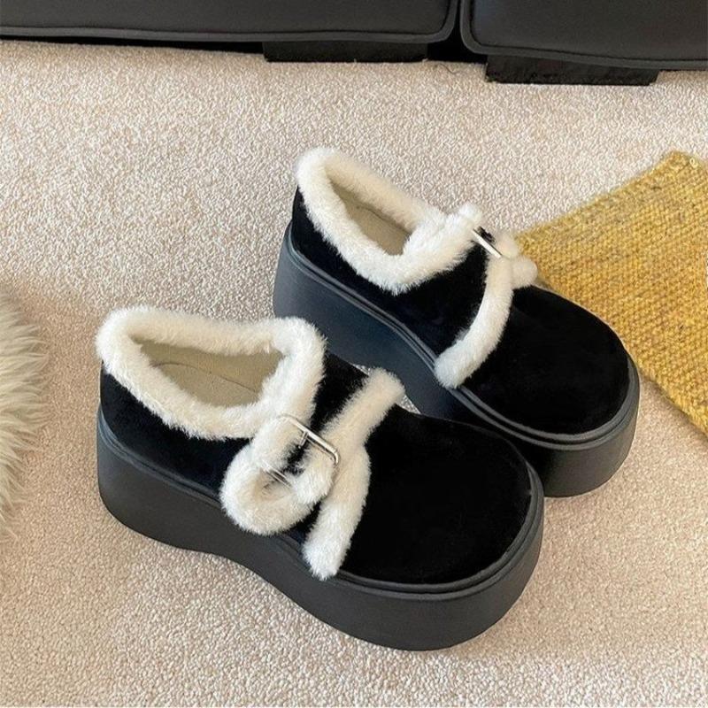 New Women's Cotton Shoes with Added Fleece and Thickened Warmth, Height-increasing Thick-soled Snow Boots