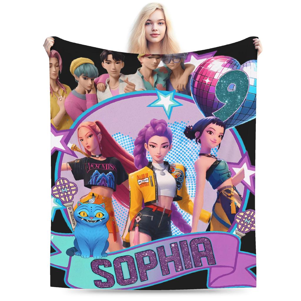 Saja Boyband Kpop Dämonenjäger Decke Weich Warm Neuheit Plüsch Überwurfdecke Für Kinder Draußen Flanell Bettdecke Bettbezug