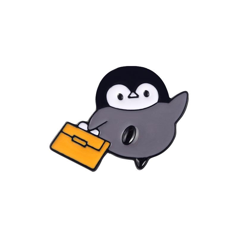 Fluffy Penguin Lettering Enamel Pin Funny Brooch Cartoons Badge For Bags Jeans Hoodies Denim Lapel Pin Jewelry Kids Best Gift
