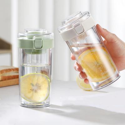 0.5L Travel Plastic Clear Pink Drinking Bottle Sports Water Bottle Drinking Cup Lemon Net Leakproof for Outdoor Camping Gym Filt