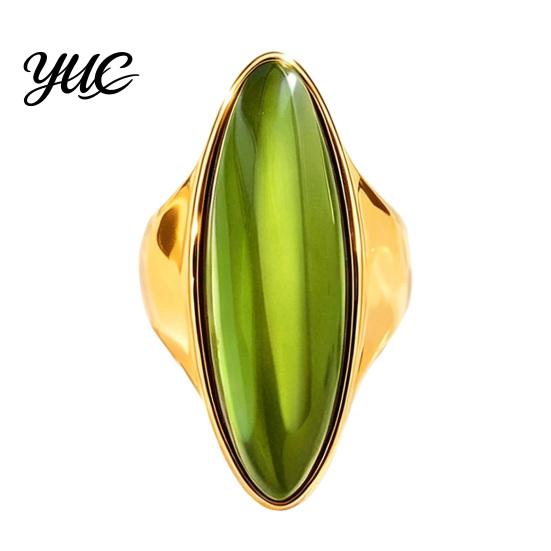 Non Tarnish Rings Statement Ring with Oval Faux Crystal, Vintage Geometric Dainty Ring, Men Women Finger Jewelry for Everyday Wear Parties Casual