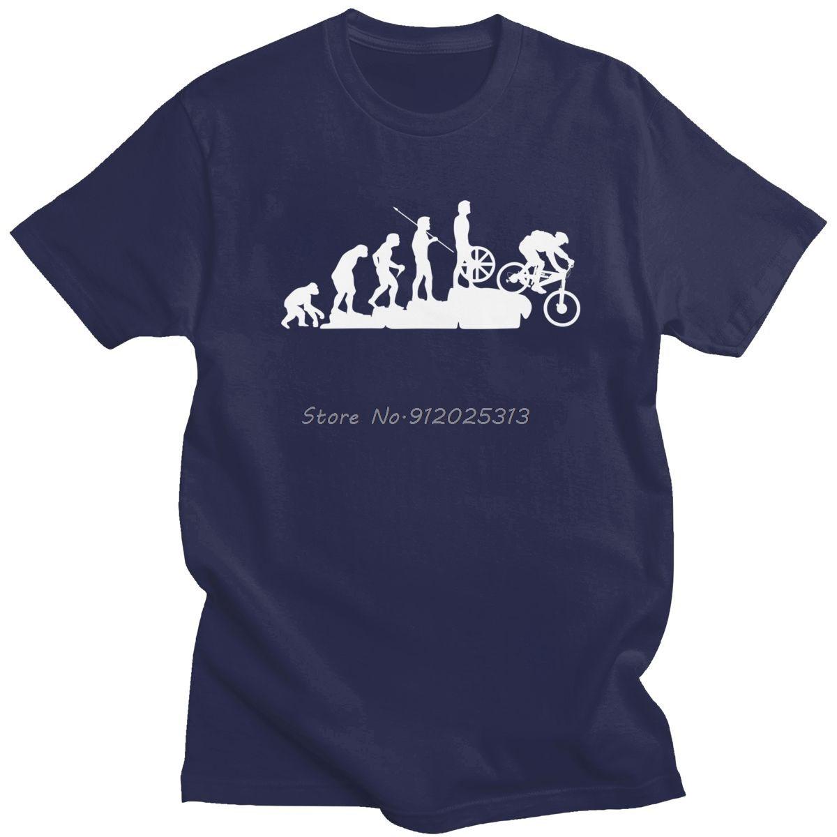 ZheXiong TEE Grappige Heren MTB Biker Evolutie T-shirts Korte Mouwen Katoenen T-shirt Mountainbiken Downhill T-shirt Fiets Tee Kleding Cadeau 4XL