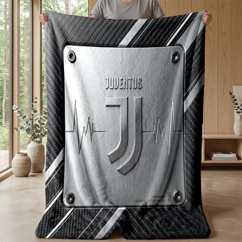 Juventus FC Theme Blanket Soft Flannel Blanket Plush Throw Blanket Cozy Sofa Bed Blanket for Home Decor