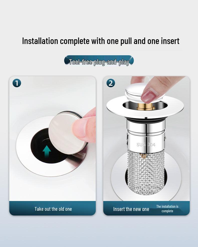 Universal Anti-Clog Bounce Filter Drain Stopper for Wash Basins