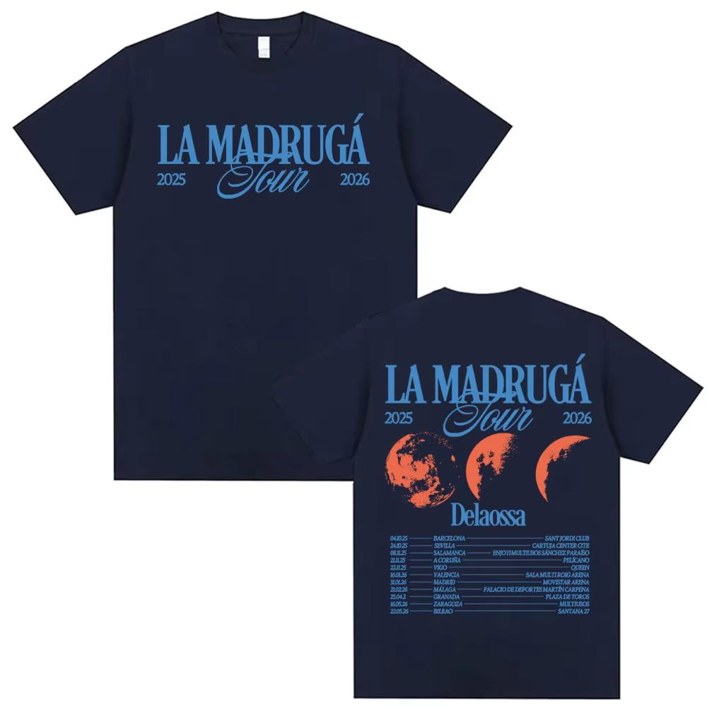 Rapper Delaossa La Madruga Tour 2026 T Shirt Men Clothing Harajuku Hip Hop Street Tshirts Casual pure Cotton Short Sleeve Top