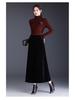 Golden Velvet A-line Skirt, Winter 2025, Elegant Korean Style, High-Waisted, Mid-Length, Slimming, Large Hem.