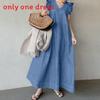 Bohemian Denim Dress With Pockets And V Neck For Summer Casual Wear