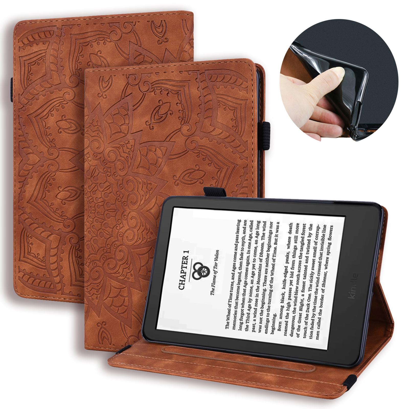 

Для Amazon Kindle Paperwhite (2024) Чехол Кожаный Чехол для Планшета с Цветочным Узором Brown
