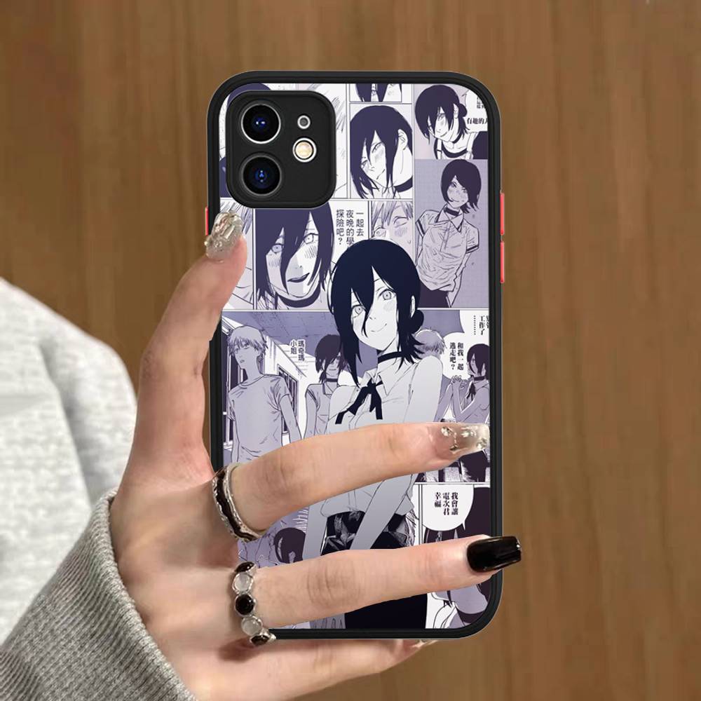 Anime C-Chainsaw Man For IPhone 16 15 14 Plus 13 12 11 Pro Max X XS MAX Translucent Matte Shockproof Cover